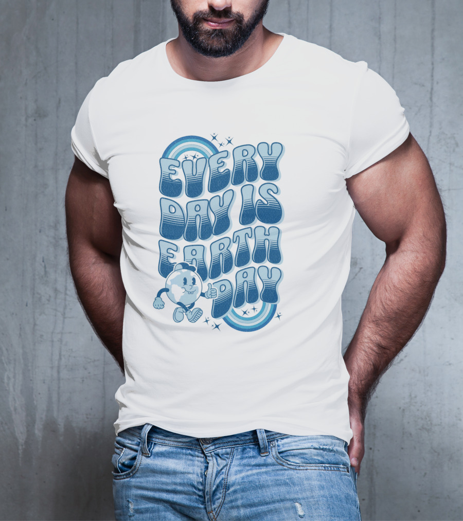 Every Day Is Earth Day Cartoon Planet T-Shirt