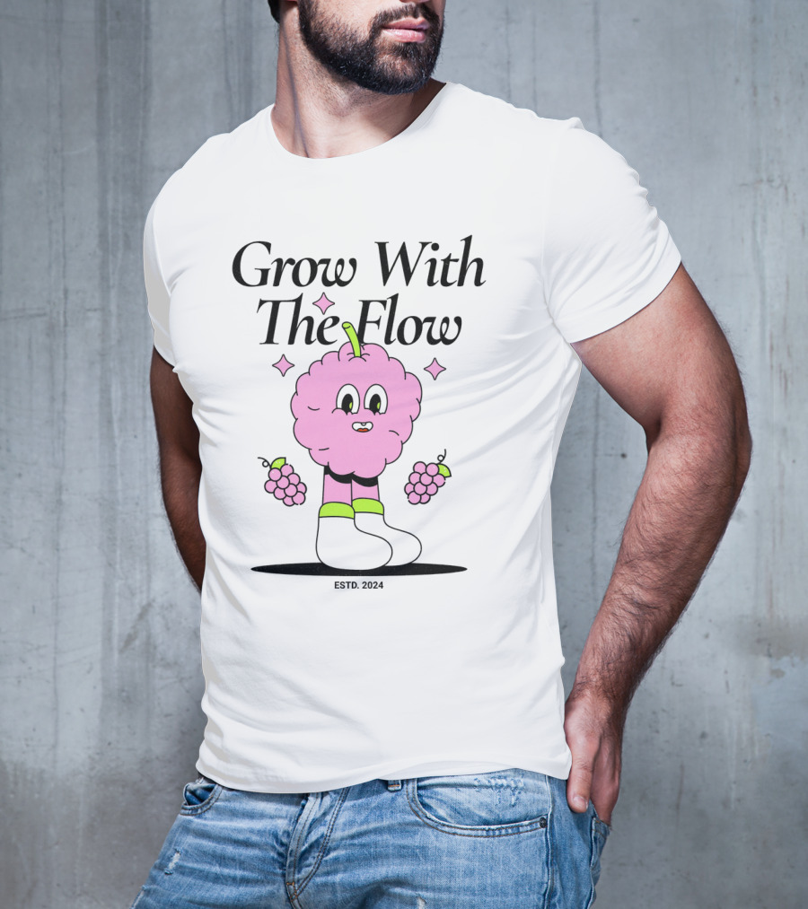 Grow With The Flow Pink Character Grapes ESTD. T-Shirt
