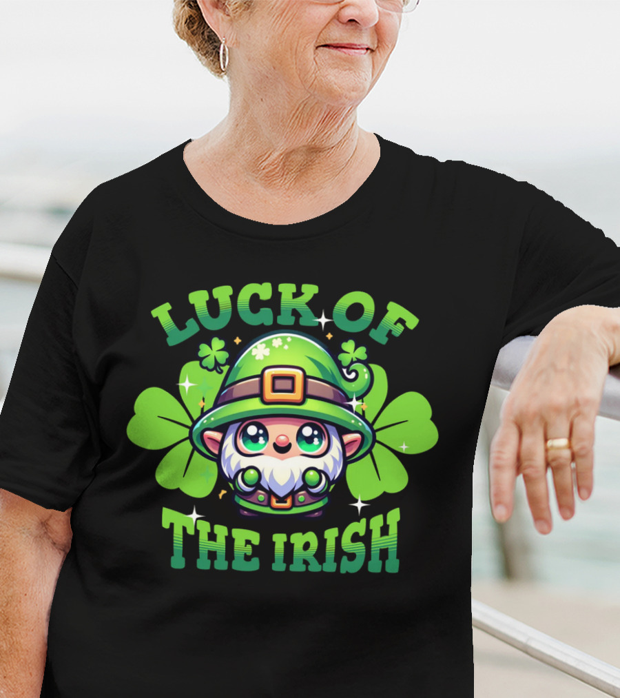 Luck Of The Irish Cute Leprechaun With Shamrocks T-Shirt