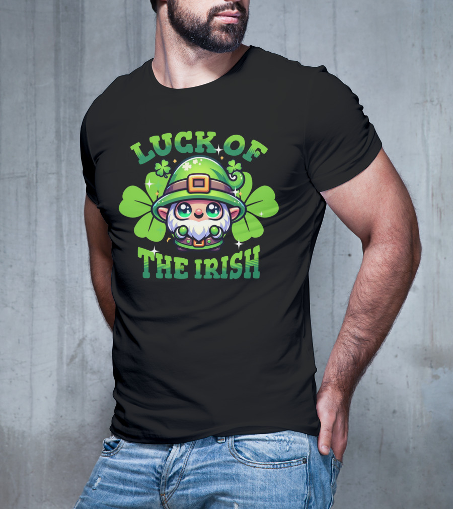 Luck Of The Irish Cute Leprechaun With Shamrocks T-Shirt