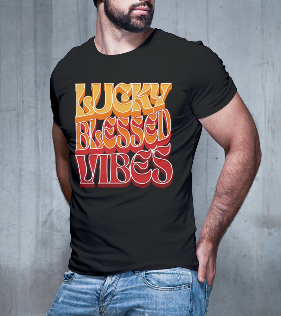 Lucky Blessed Vibes Retro T-Shirt