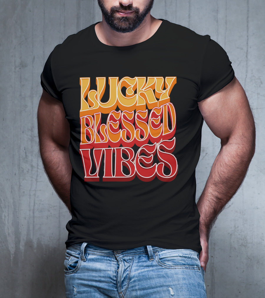 Lucky Blessed Vibes Retro T-Shirt