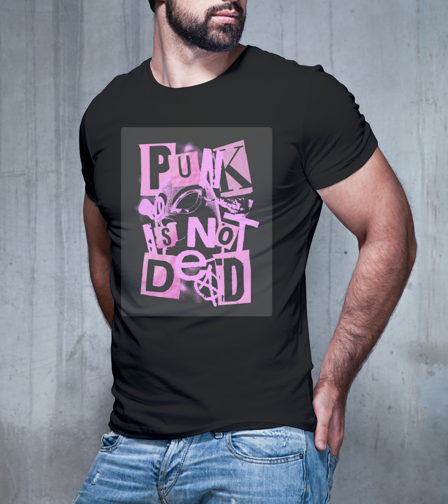 Punk Is Not Dead Mask And Anarchy Symbol Collage T-Shirt