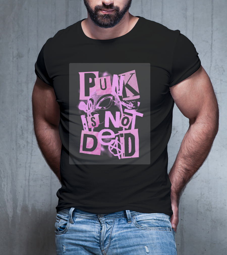 Punk Is Not Dead Mask And Anarchy Symbol Collage T-Shirt