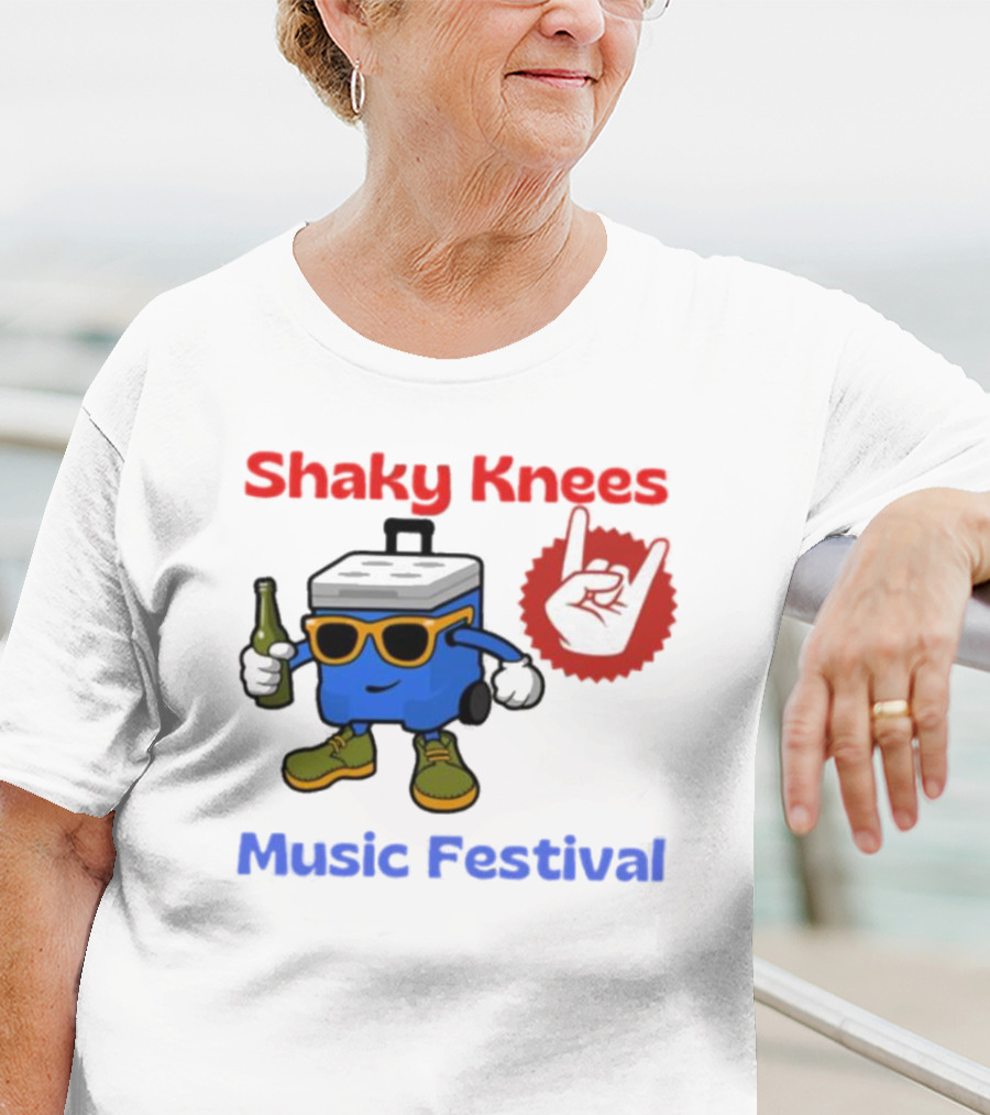 Shaky Knees Music Festival Cooler Character With Sunglasses And Rock Hand T-Shirt