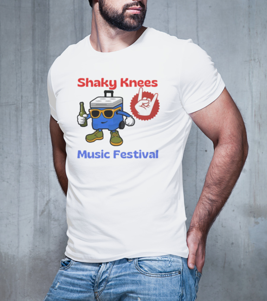Shaky Knees Music Festival Cooler Character With Sunglasses And Rock Hand T-Shirt
