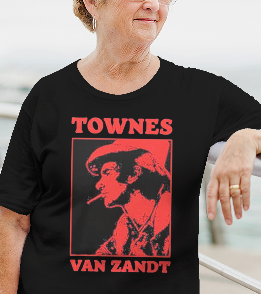 TOWNES VAN ZANDT VINTAGE RED SILHOUETTE IMAGE T-Shirt