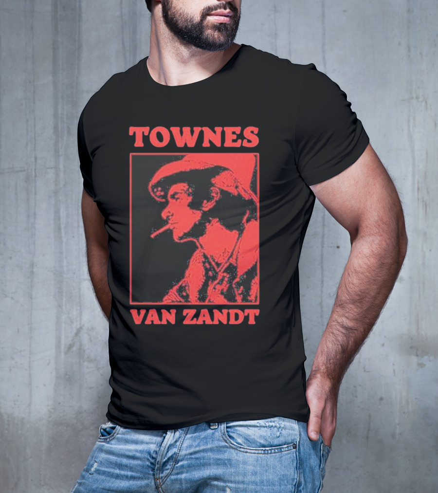 TOWNES VAN ZANDT VINTAGE RED SILHOUETTE IMAGE T-Shirt
