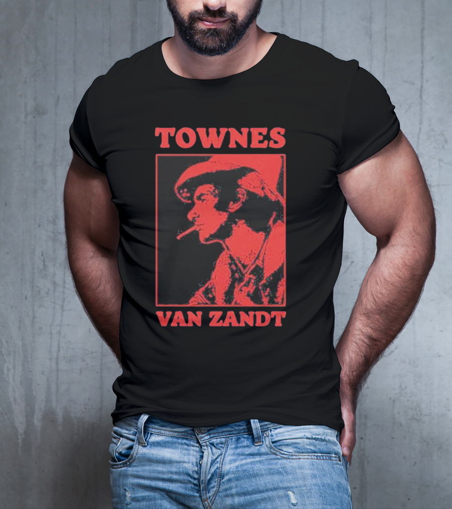 TOWNES VAN ZANDT VINTAGE RED SILHOUETTE IMAGE T-Shirt