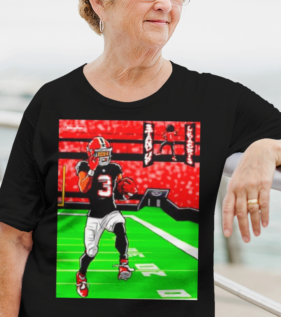 Stand Up Ludacris Football Player Number 3 On Green Field T-Shirt