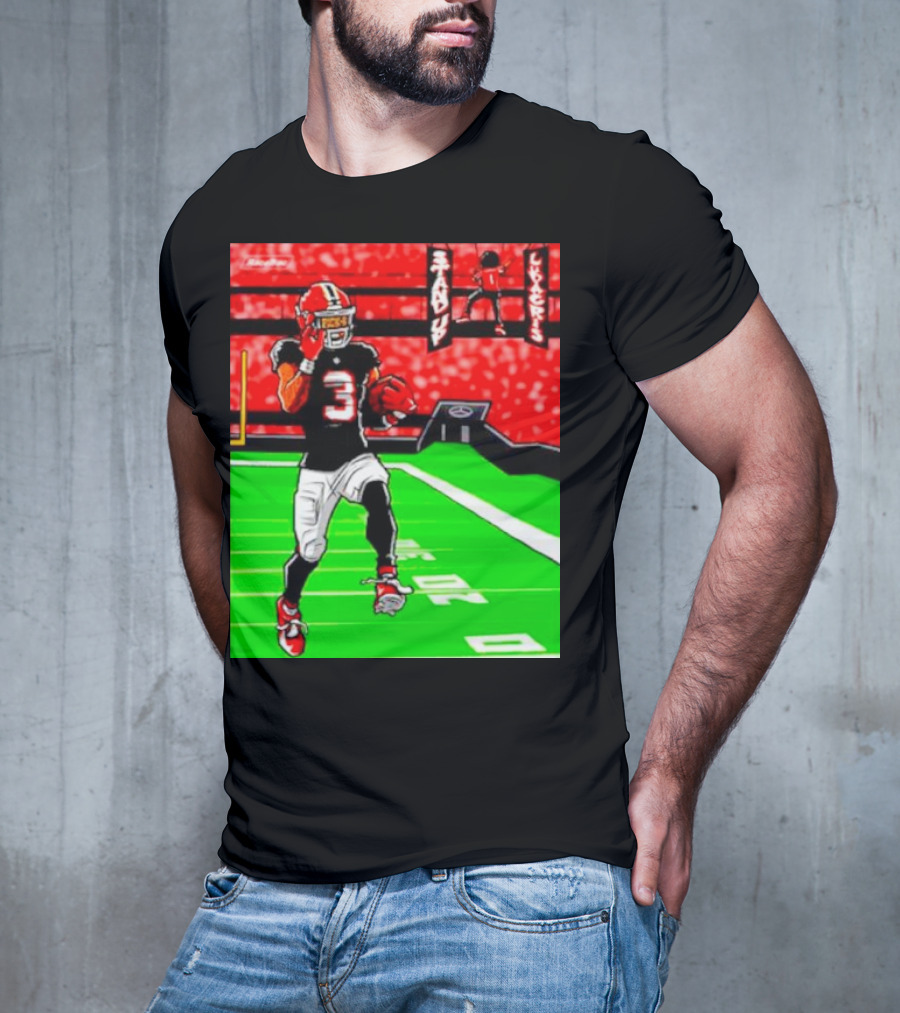 Stand Up Ludacris Football Player Number 3 On Green Field T-Shirt