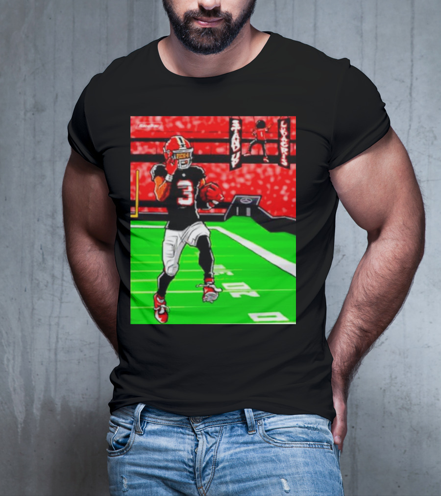 Stand Up Ludacris Football Player Number 3 On Green Field T-Shirt
