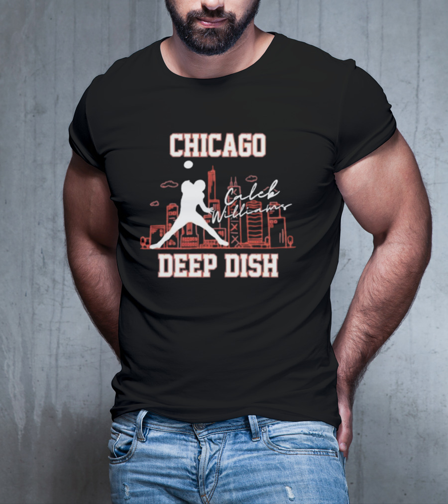 Caleb Williams Chicago Deep Dish Football Skyline T-Shirt