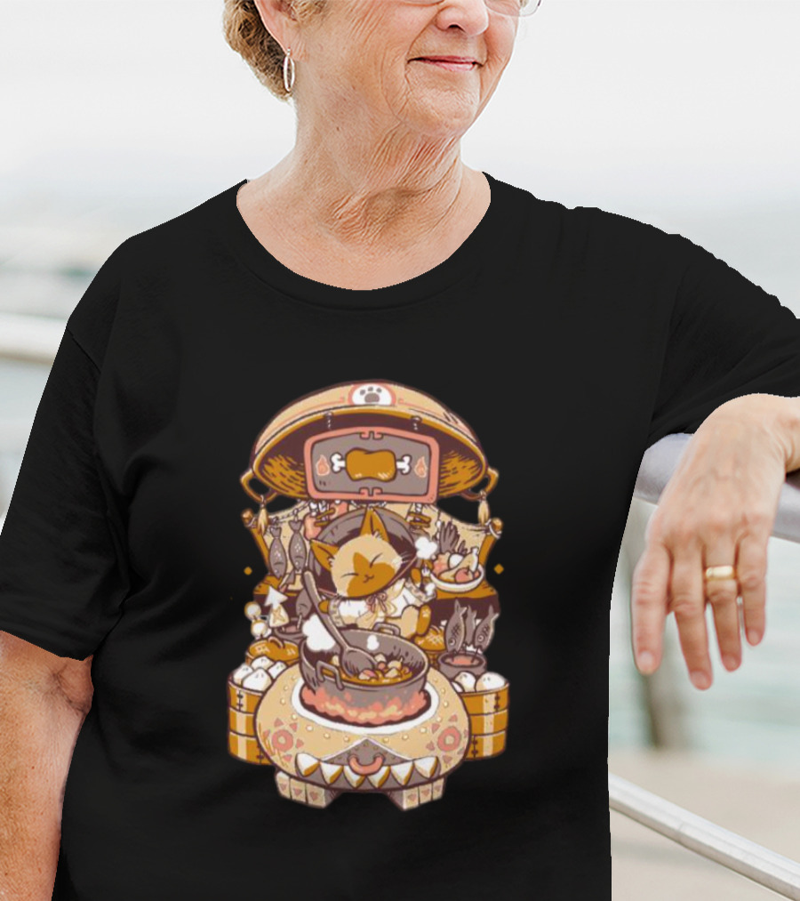 Cooking Monster Hunter Palico Eyebat Feast In Pixel T-Shirt