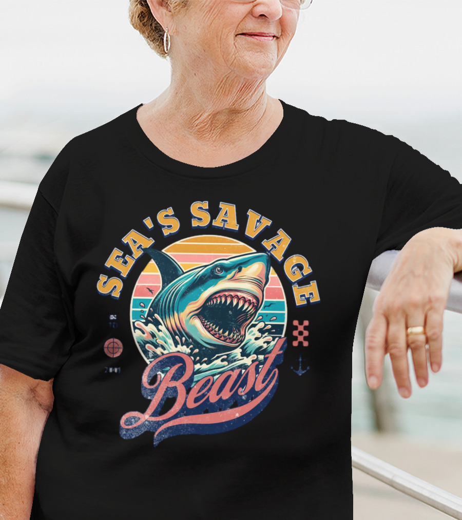 Sea's Savage Beast Angry Shark Y2K T-Shirt