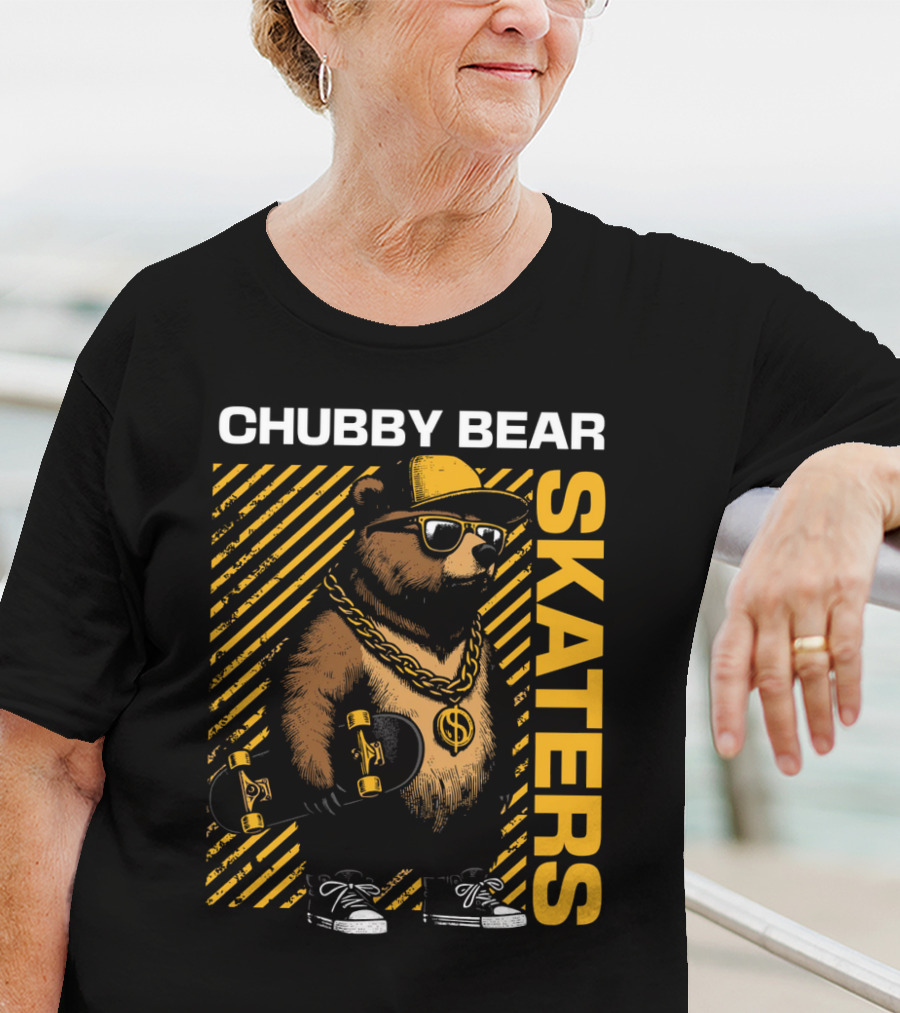 CHUBBY BEAR SKATERS Dollar Chain Sunglasses Cool Black And Yellow T-Shirt