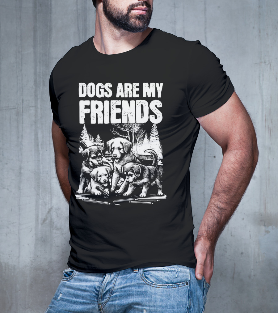 Dogs Are My Friends Puppy Forest Scene T-Shirt