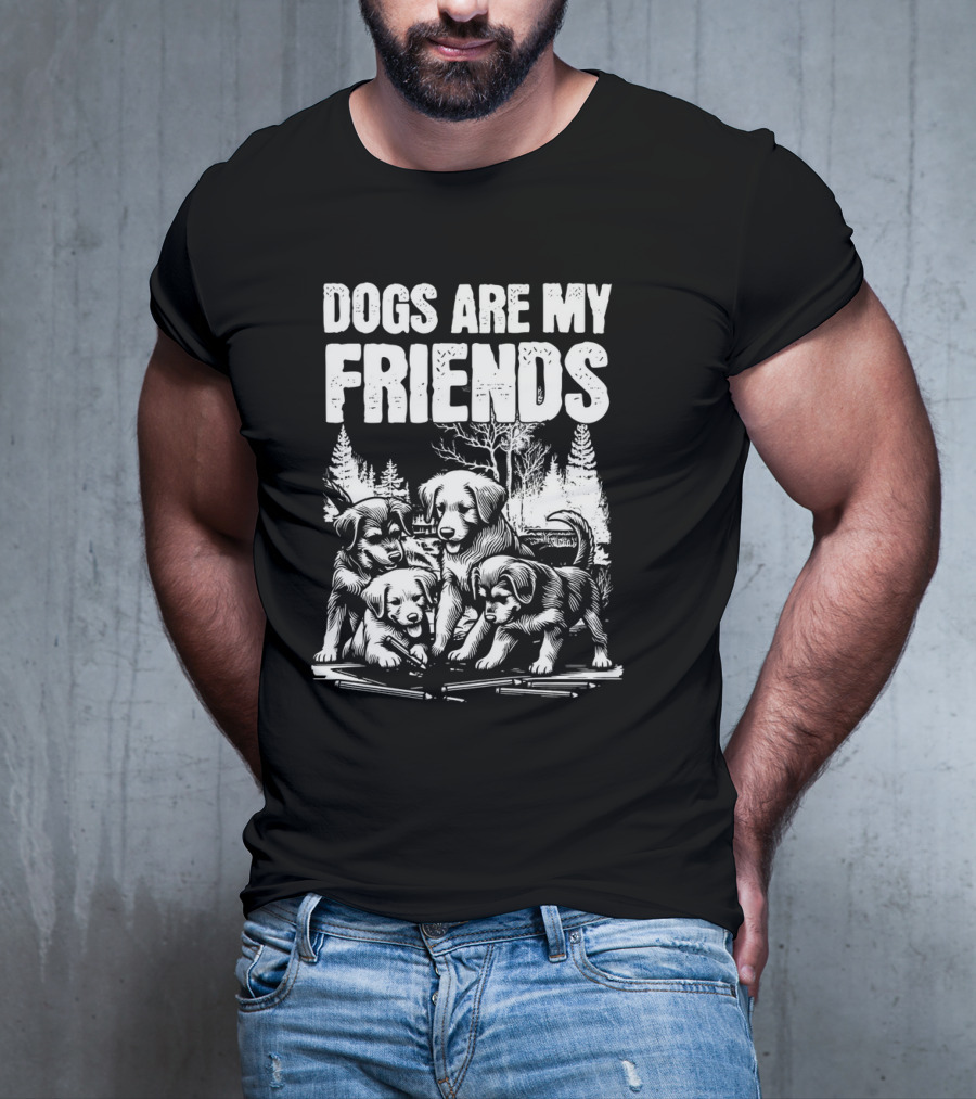 Dogs Are My Friends Puppy Forest Scene T-Shirt