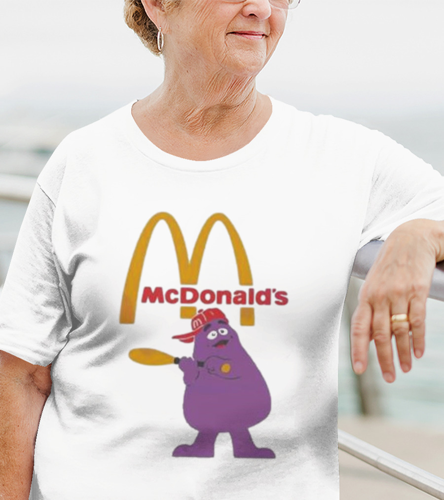Grimace McDonald's Baseball Cap And Bat T-Shirt
