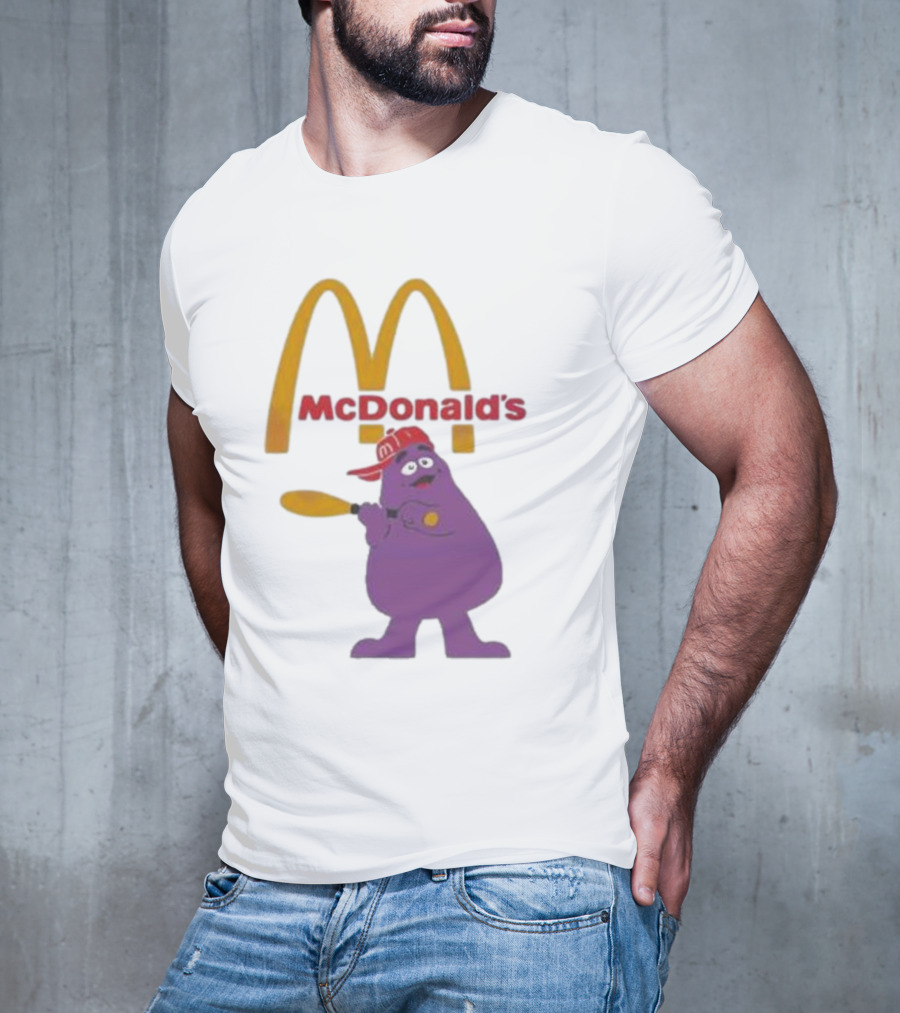Grimace McDonald's Baseball Cap And Bat T-Shirt