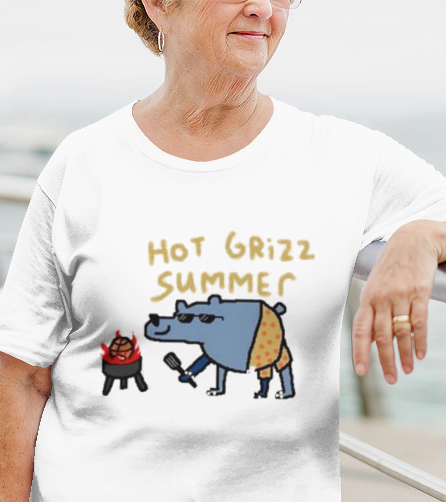 Hot Grizz Summer Sunglasses Bear Grilling Basketball On Fire T-Shirt