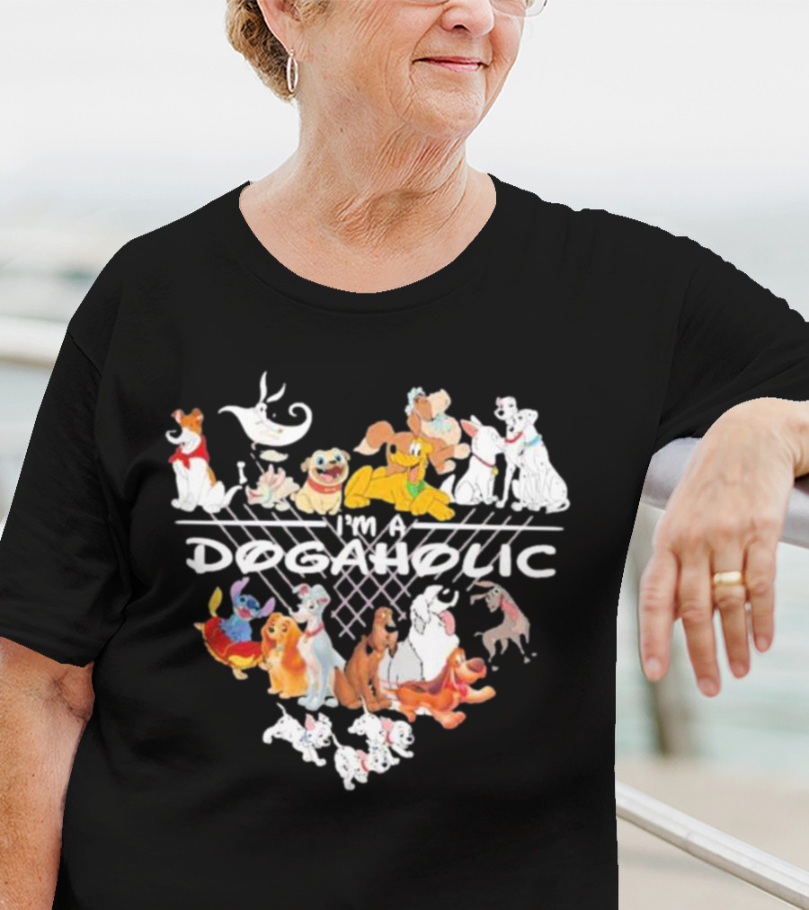 I'm A Dogaholic With Iconic Cartoon Dogs Heart T-Shirt