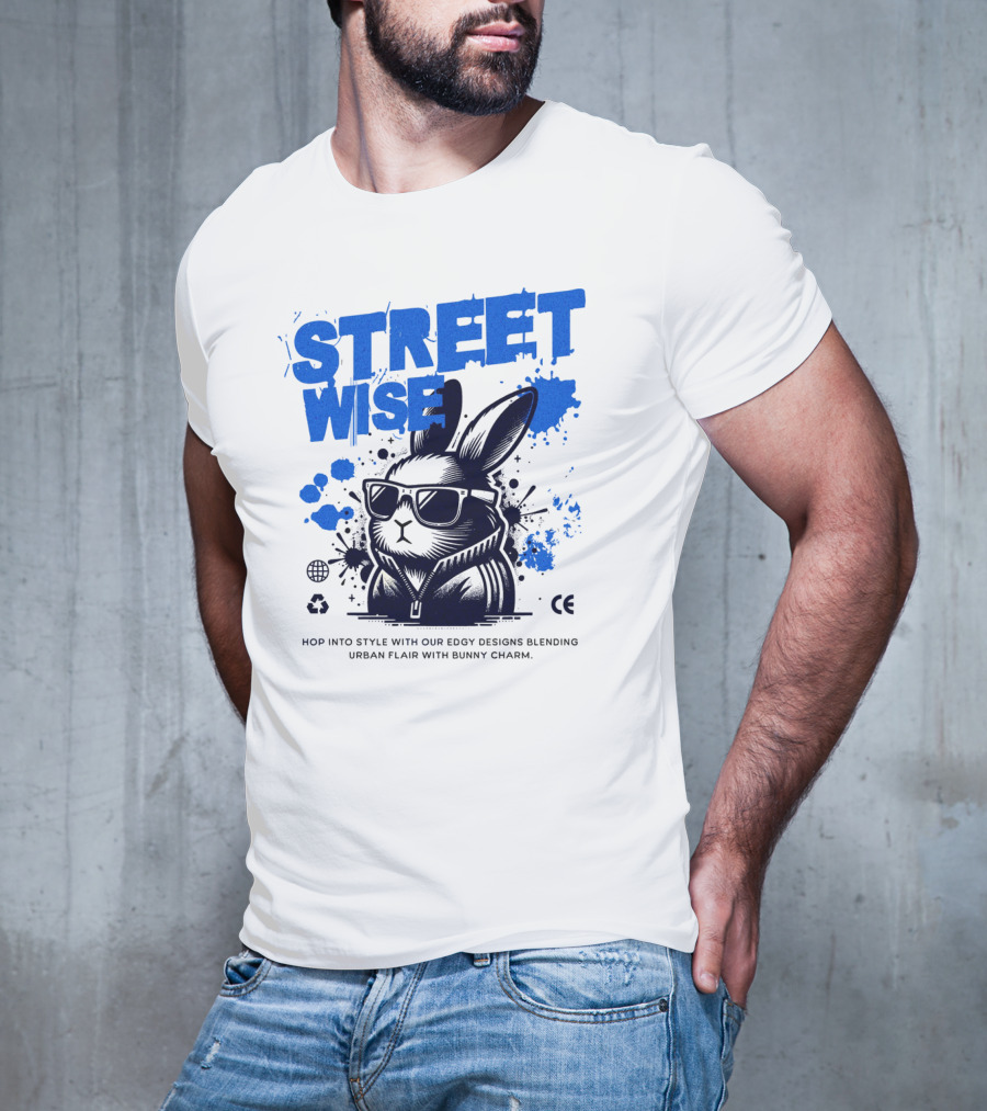 STREET WISE Urban Flair Bunny Charm Hip Hop T-Shirt