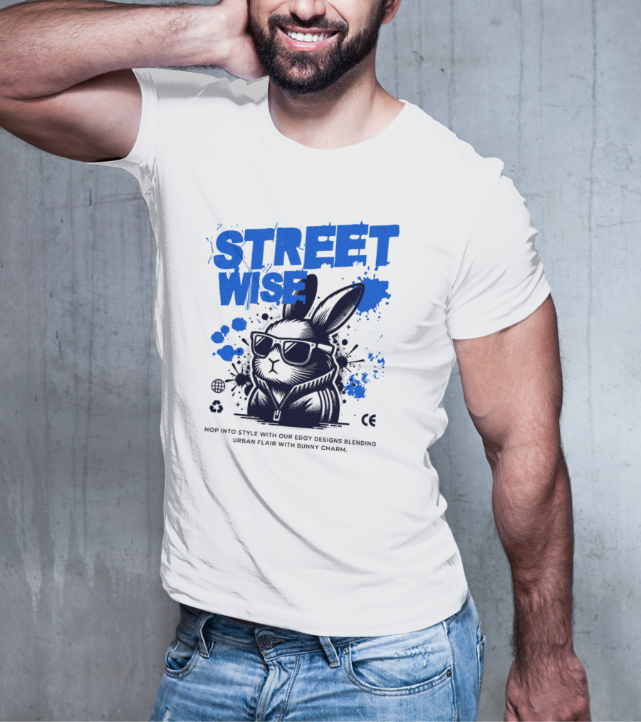 STREET WISE Urban Flair Bunny Charm Hip Hop T-Shirt