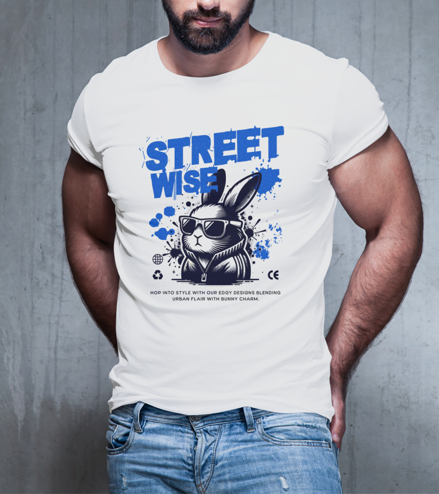 STREET WISE Urban Flair Bunny Charm Hip Hop T-Shirt
