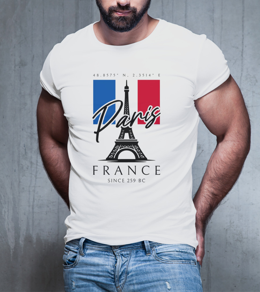 Paris France Eiffel Coordinates Since 259 BC T-Shirt