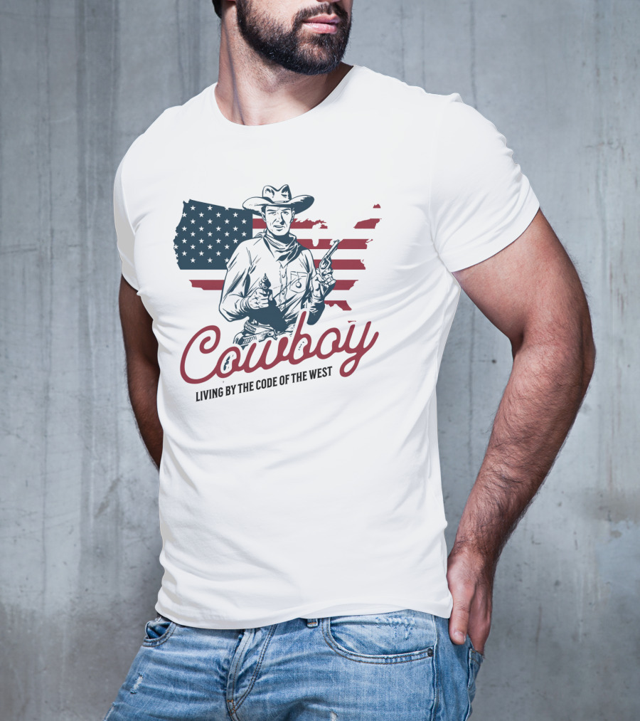Cowboy Living By The Code Of The West American Cowboy Vintage T-Shirt