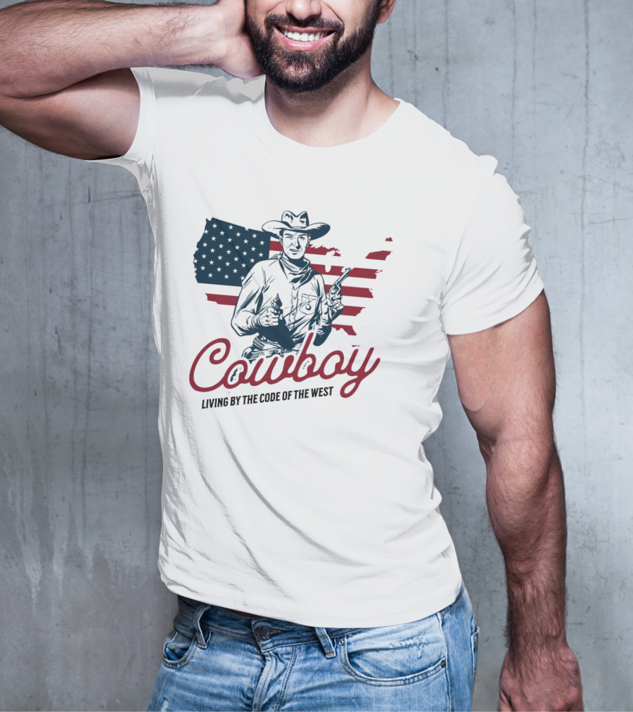 Cowboy Living By The Code Of The West American Cowboy Vintage T-Shirt