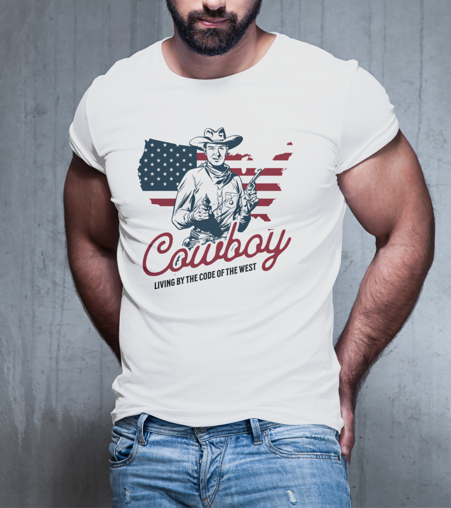 Cowboy Living By The Code Of The West American Cowboy Vintage T-Shirt