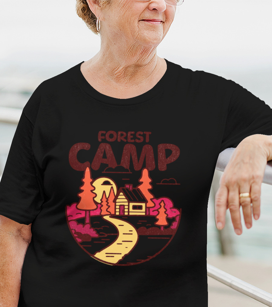 Forest Camp Cabin Path Sunset T-Shirt