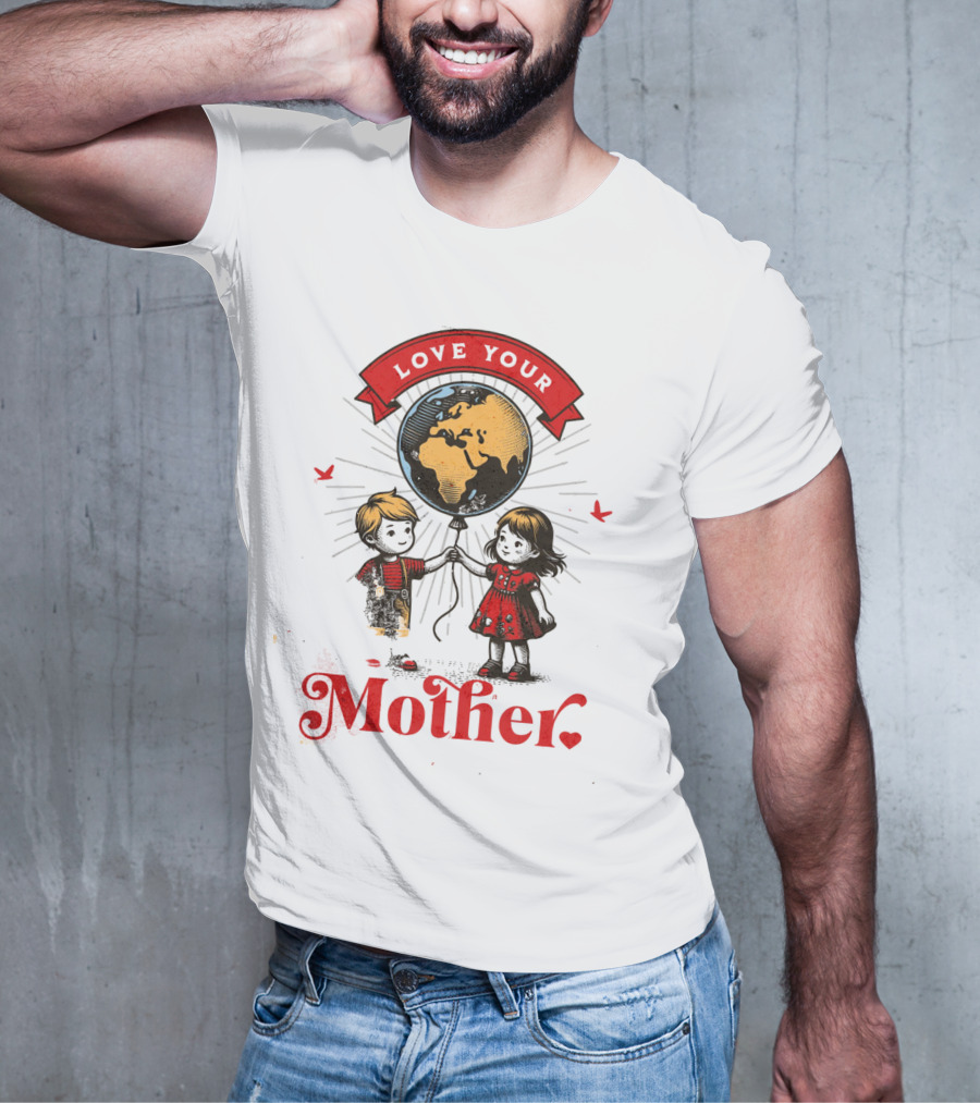 Love Your Mother Children With Planet Earth Earth Day Vintage T-Shirt