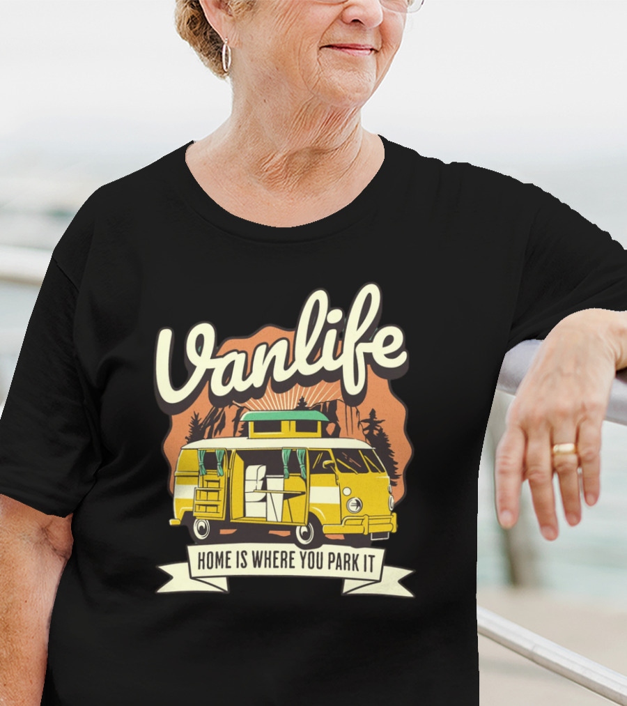 Vanlife Home Is Where You Park It Vintage Camper Adventure T-Shirt