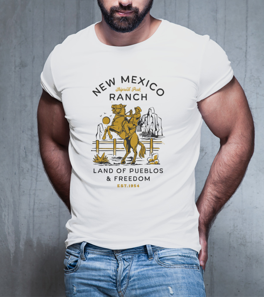 New Mexico Ranch Shiprock Peak Land Of Pueblos And Freedom Est. 1954 T-Shirt