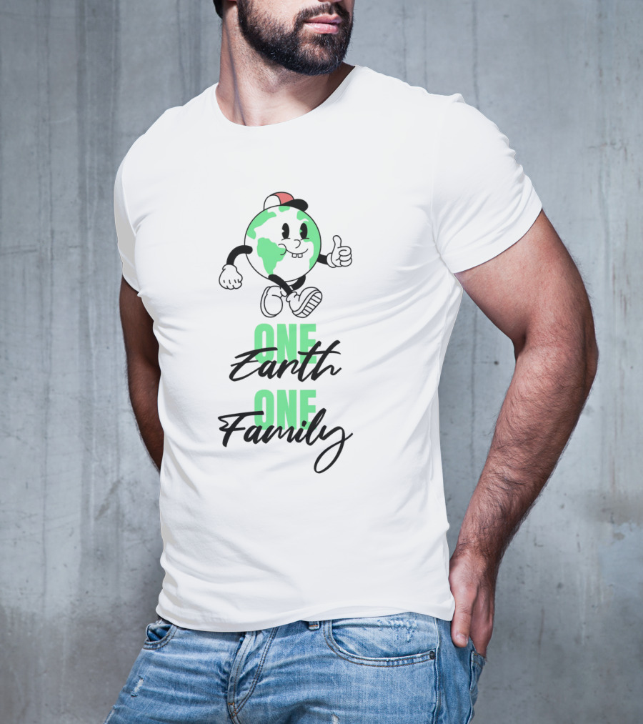 ONE EARTH ONE FAMILY Earth Character Thumbs Up T-Shirt