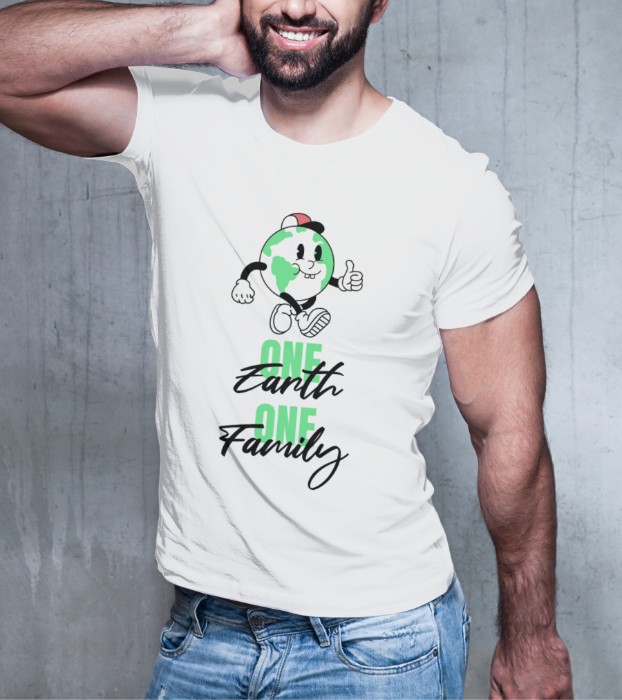 ONE EARTH ONE FAMILY Earth Character Thumbs Up T-Shirt