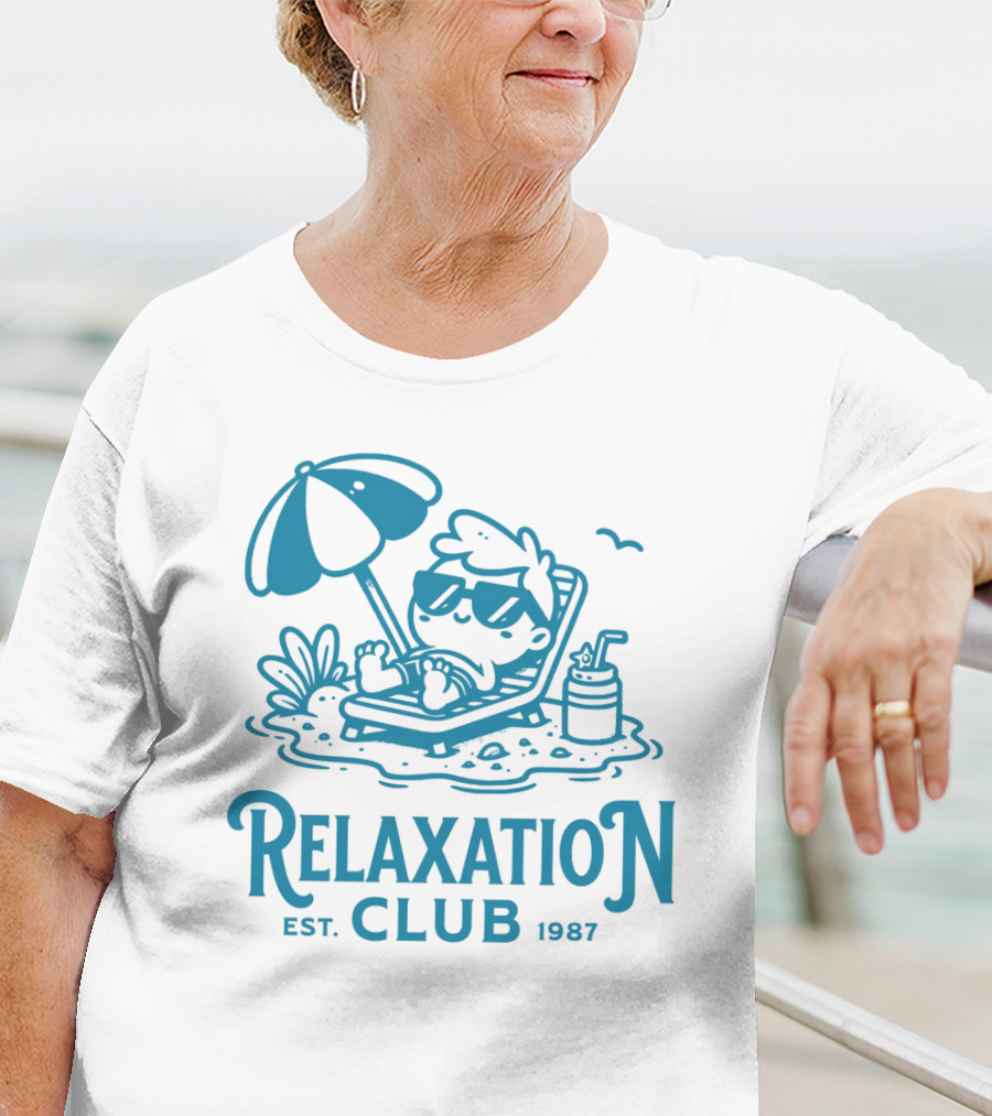 Relaxation Club Est. 1987 Sunglasses Lounge Chair Umbrella Drink T-Shirt