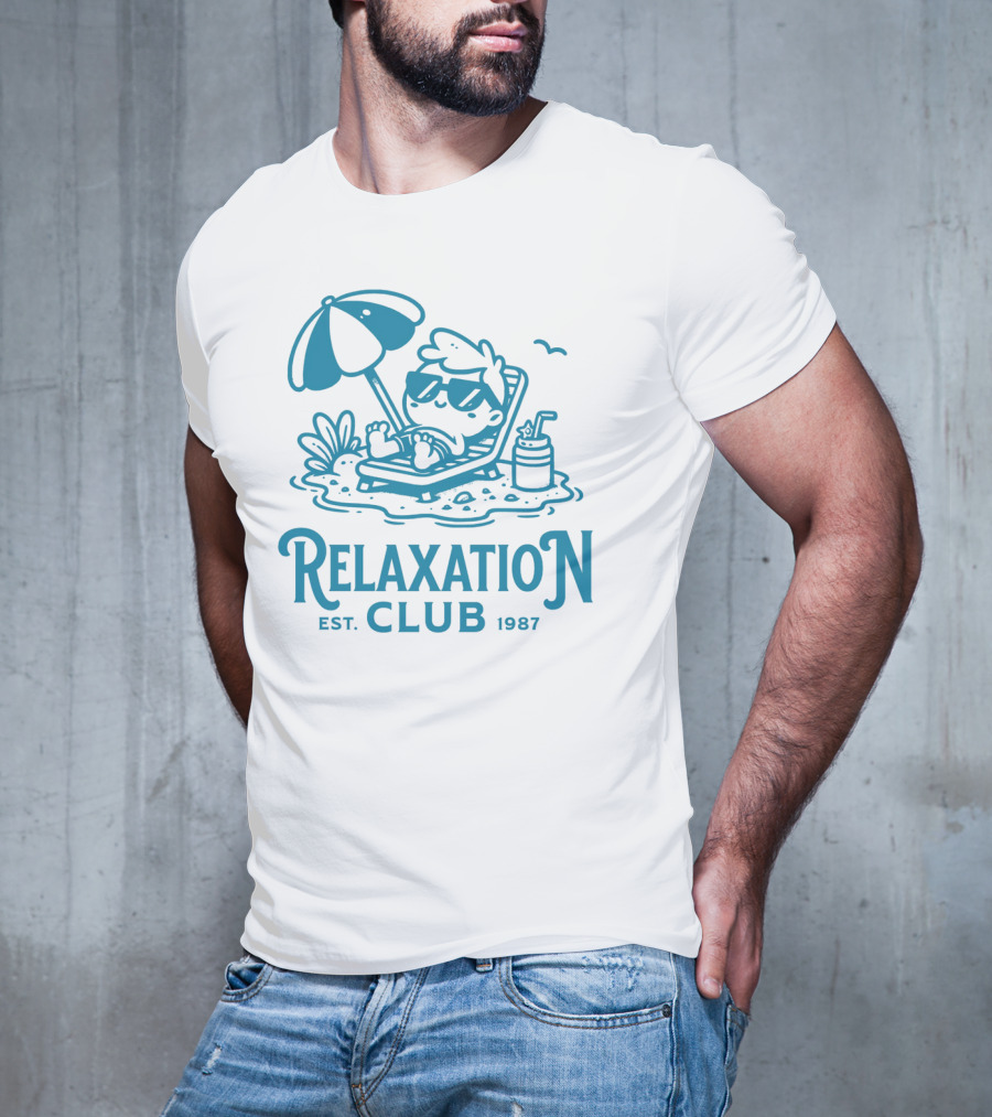 Relaxation Club Est. 1987 Sunglasses Lounge Chair Umbrella Drink T-Shirt