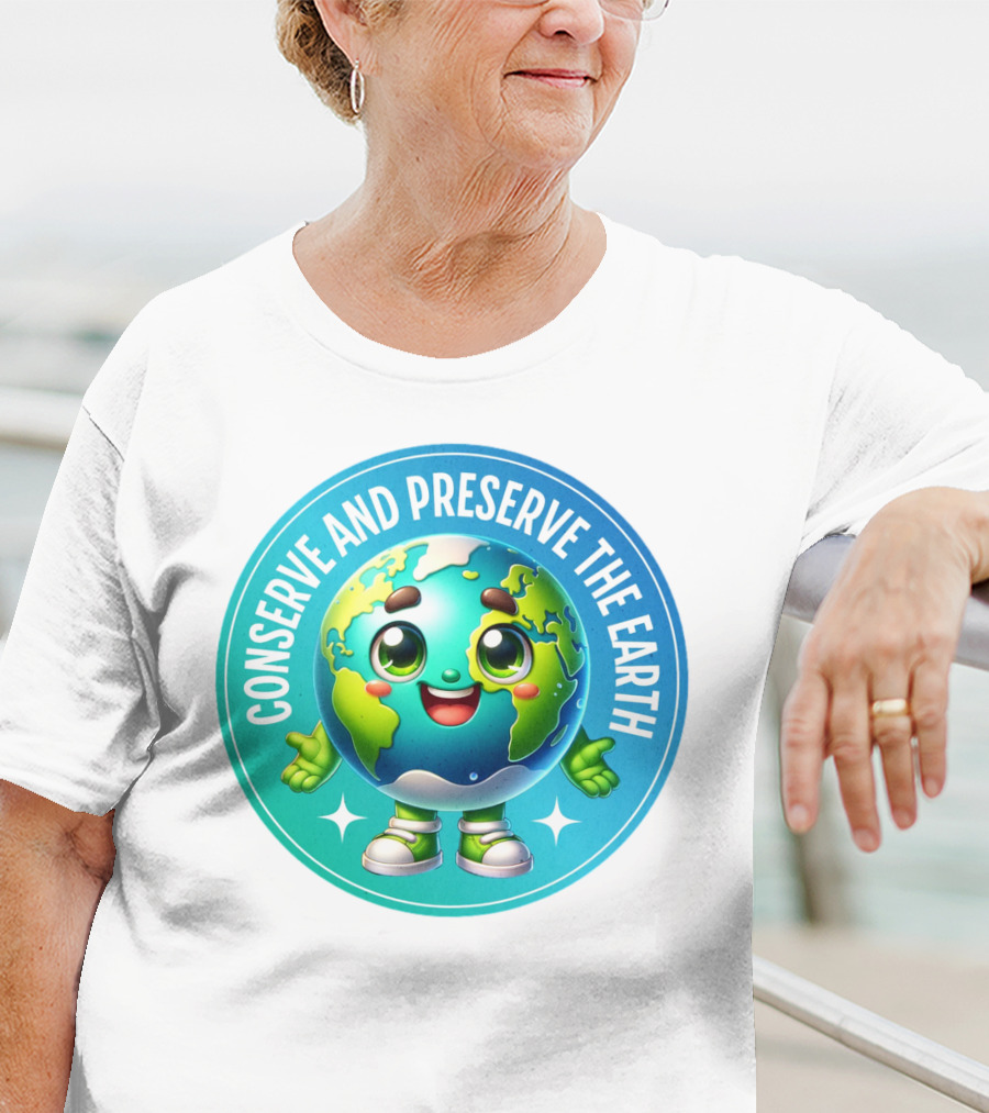 Conserve And Preserve The Earth Retro Earth Day Celebration Mascot T-Shirt