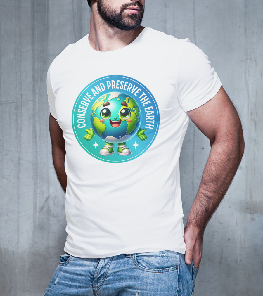 Conserve And Preserve The Earth Retro Earth Day Celebration Mascot T-Shirt