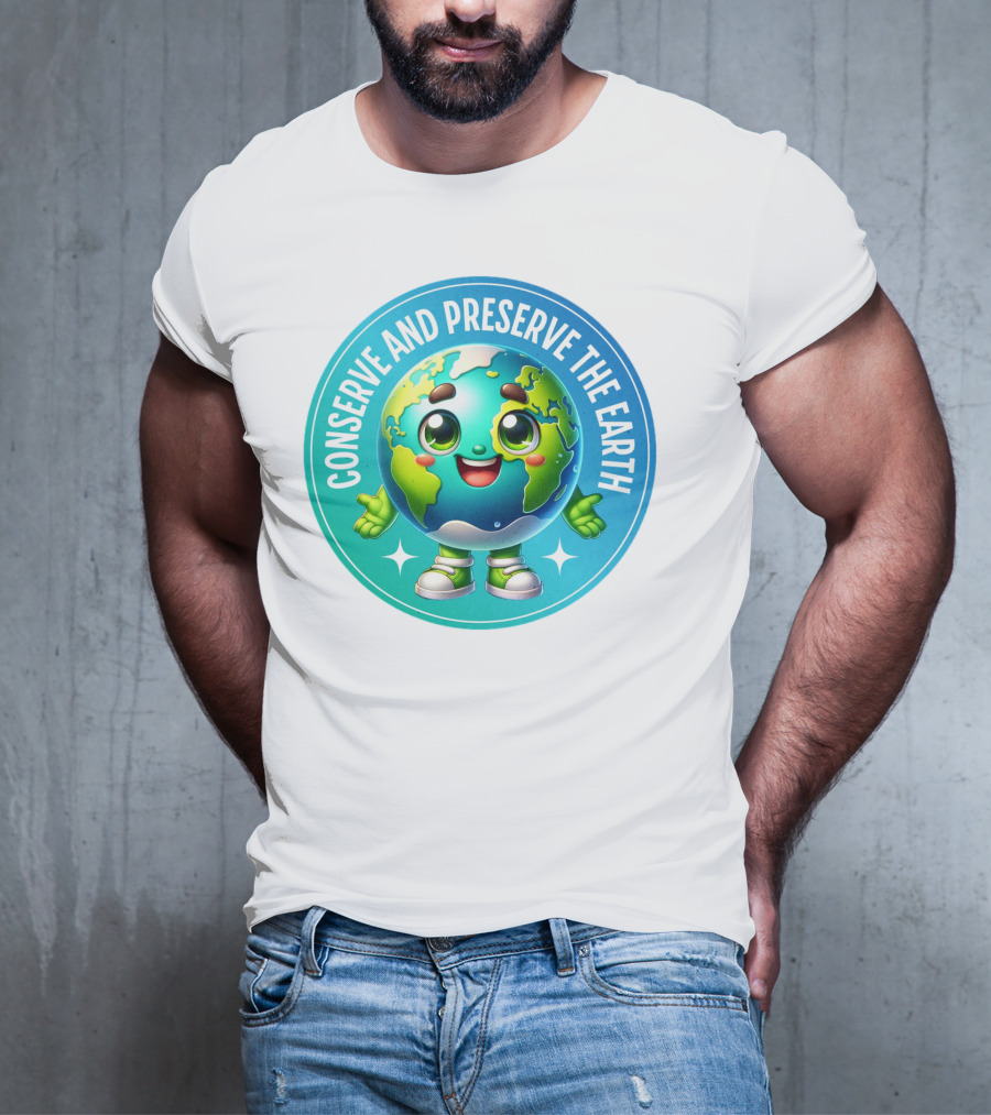Conserve And Preserve The Earth Retro Earth Day Celebration Mascot T-Shirt