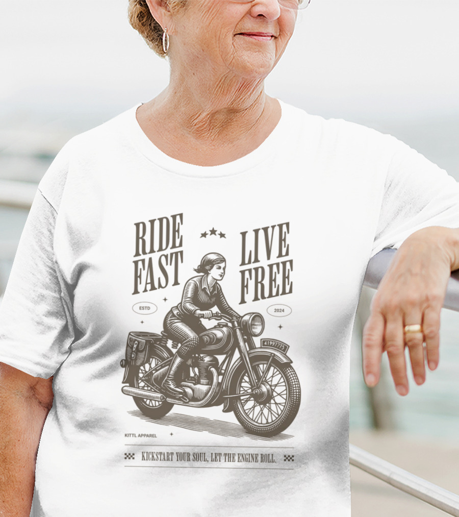 Ride Fast Live Free Kickstart Your Soul Let The Engine Roll Vintage Motorcycle T-Shirt