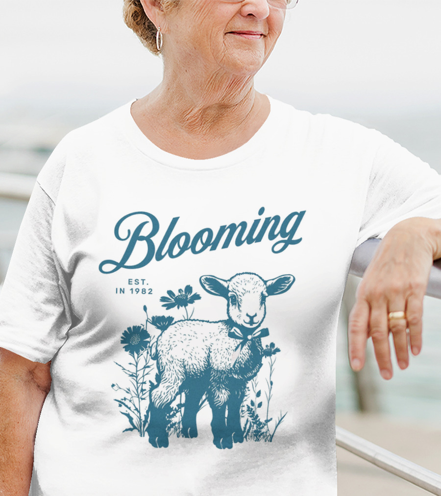Blooming Vintage Style Est. In 1982 Lamb And Flowers T-Shirt