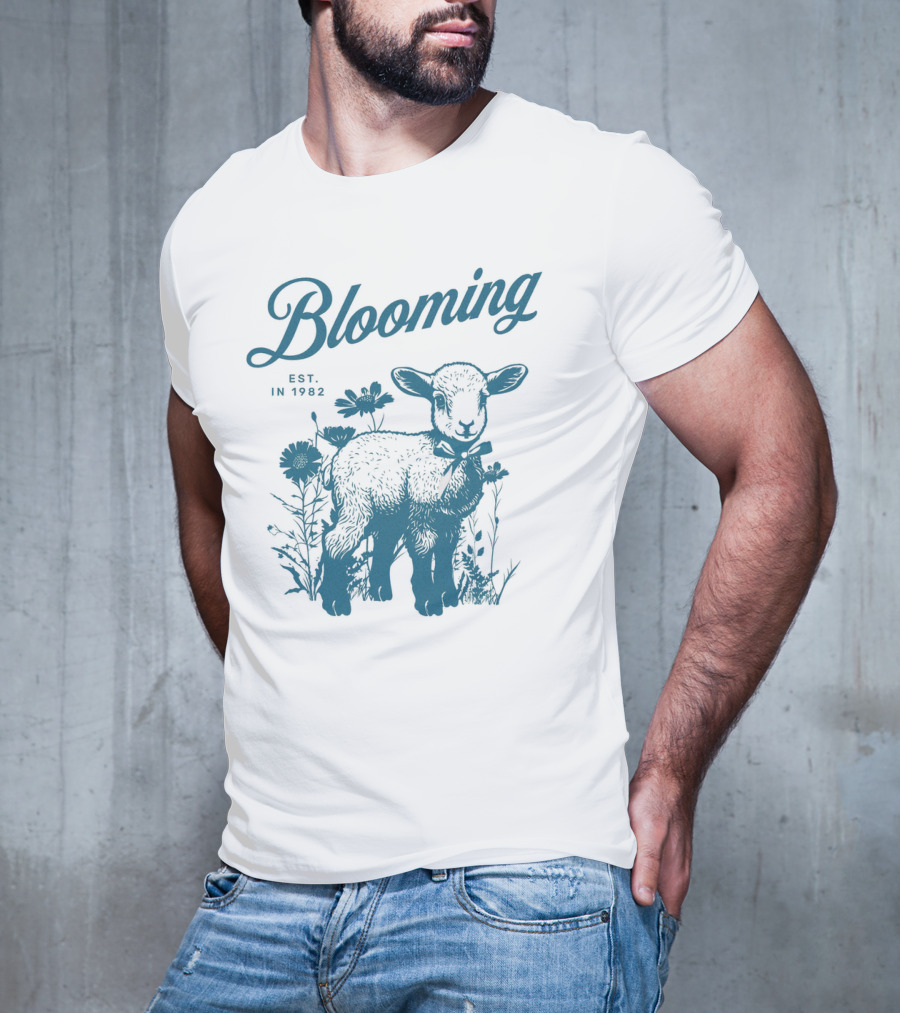 Blooming Vintage Style Est. In 1982 Lamb And Flowers T-Shirt