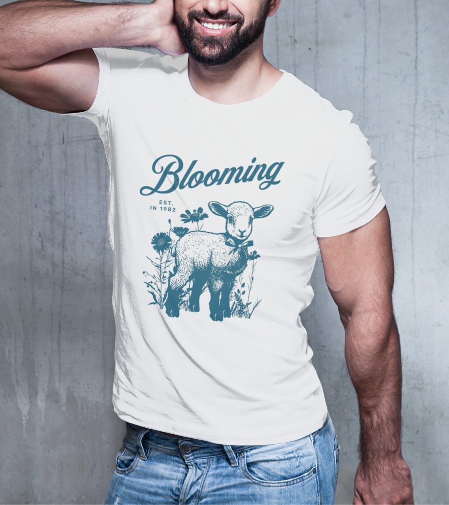 Blooming Vintage Style Est. In 1982 Lamb And Flowers T-Shirt