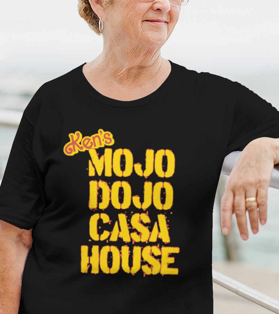 Ken's Mojo Dojo Casa House Yellow Grunge Text T-Shirt
