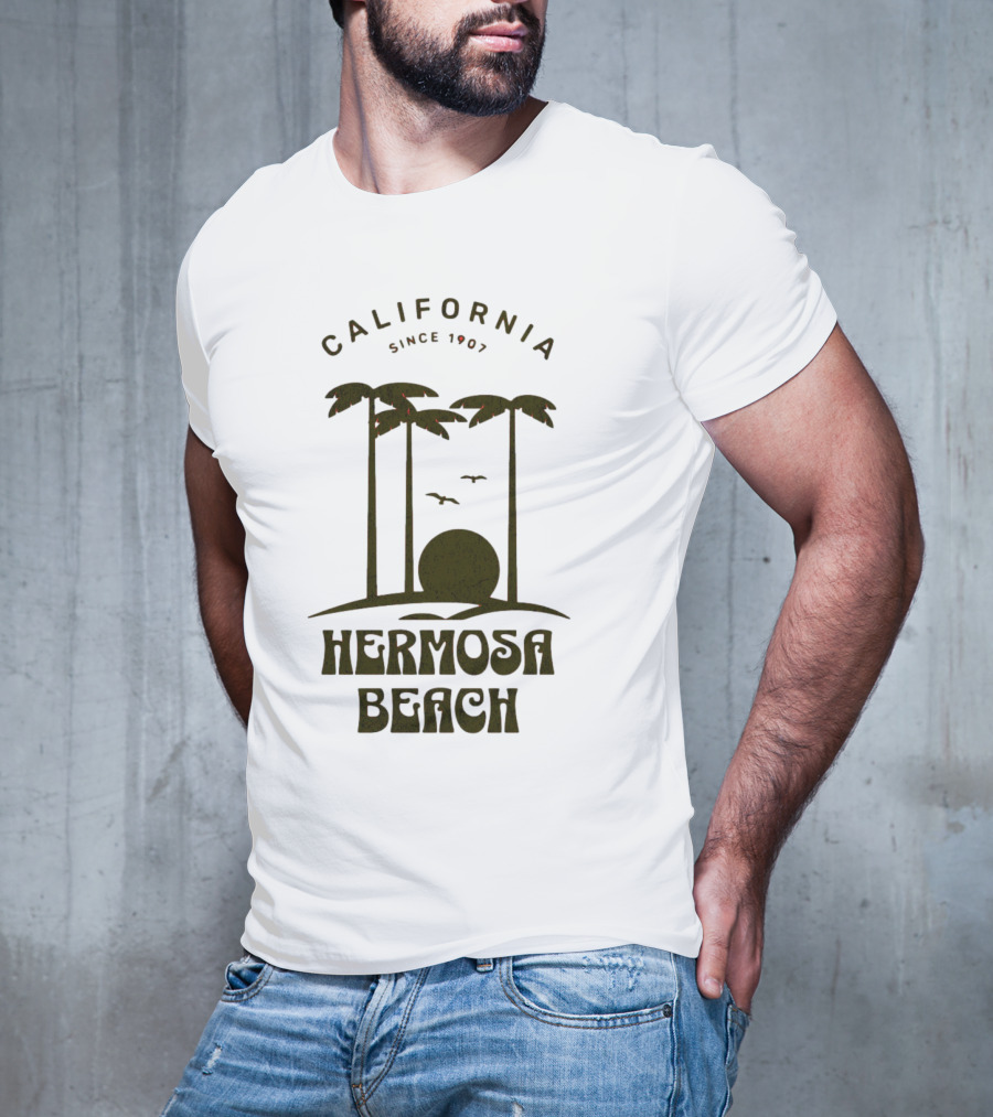Hermosa Beach California Since 1907 Palm Trees Sunset T-Shirt